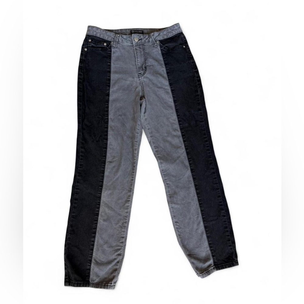 Versona Two-Tone Colorblock Black and Gray Women Jeans Size 10